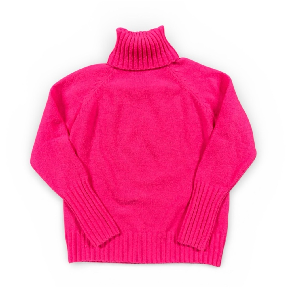Hot Pink Turtleneck Sweater | Ribbed Knit Cozy Pullover Size